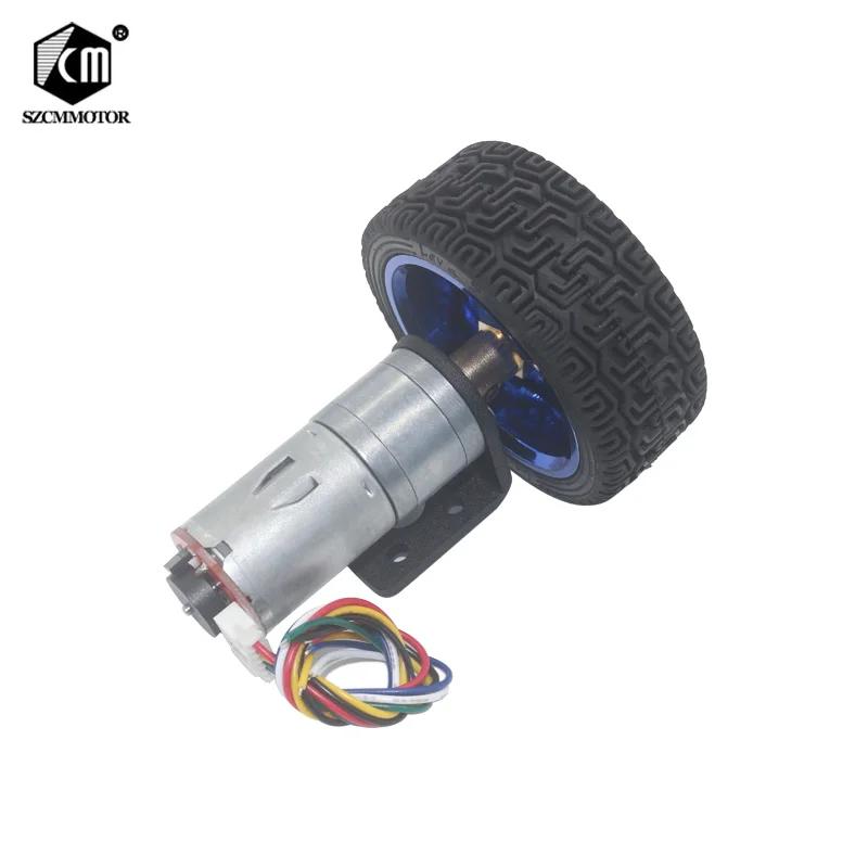 Hall signal DC 6V 12V 24V 12-1360 RPM Miniature Gear Motor with encoder coupling 65mm wheel Smart Car Kit For Robot DIY