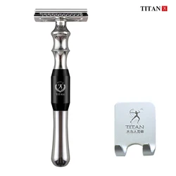 Titan-Safety Razor for Men, Metal Handle, lâmina substituível, máquina de barbear, alta qualidade, barbear