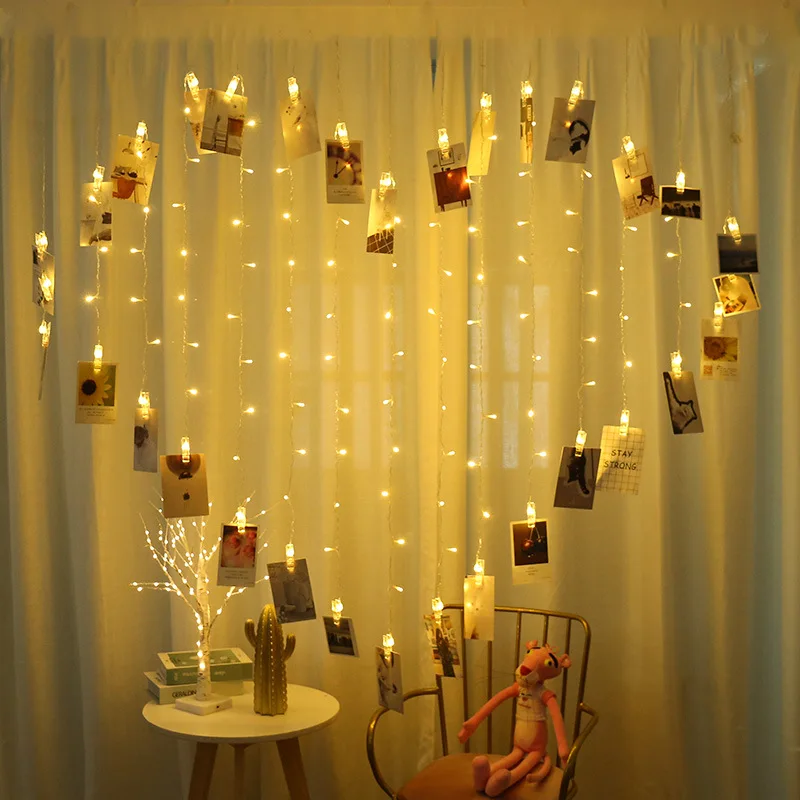 new year colorful Heart-shaped curtain fairy lights wedding valentine garland decoration Romantic confession atmosphere lighting