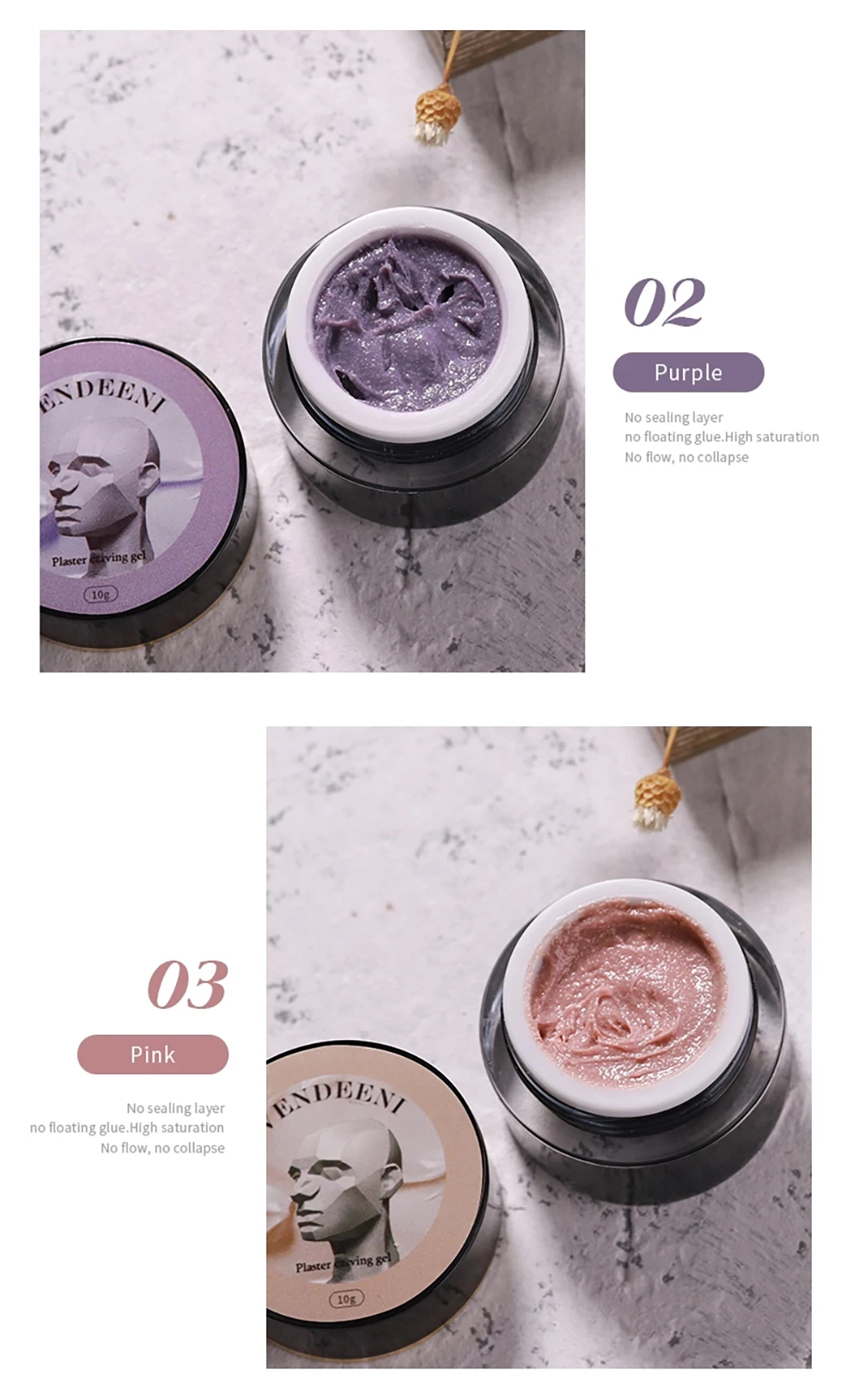 Vendeeni 6 Farben Gips-Gel-Nagellack, Malerei von Linien, Skulptur-Creme-Gel, UV-Nagelkunst, Schnitzgips-Gel, Nagellack 10g – Detail 5