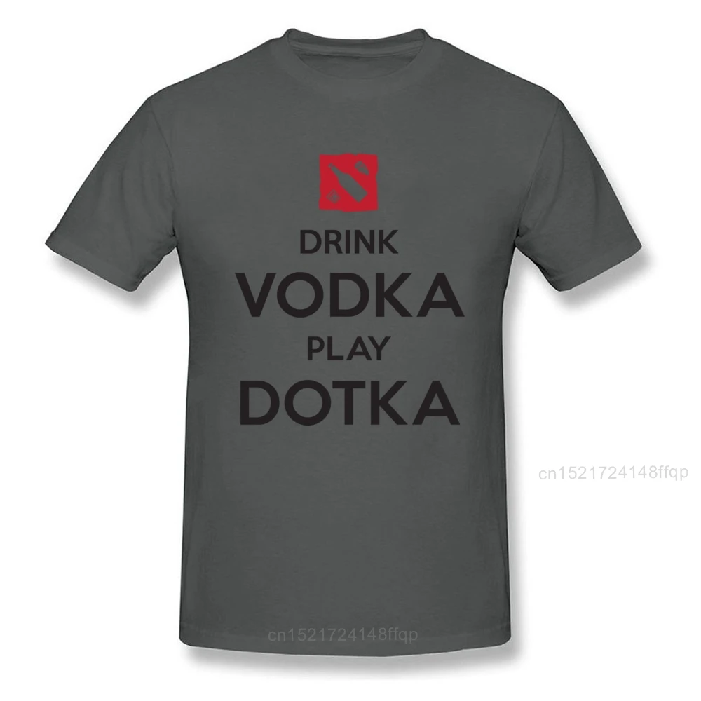 Drink Vodka Play Dotka Funny Gamer White T-shirt Men Letter T Shirt Dota Group Custom Cotton O Neck Tops Tees