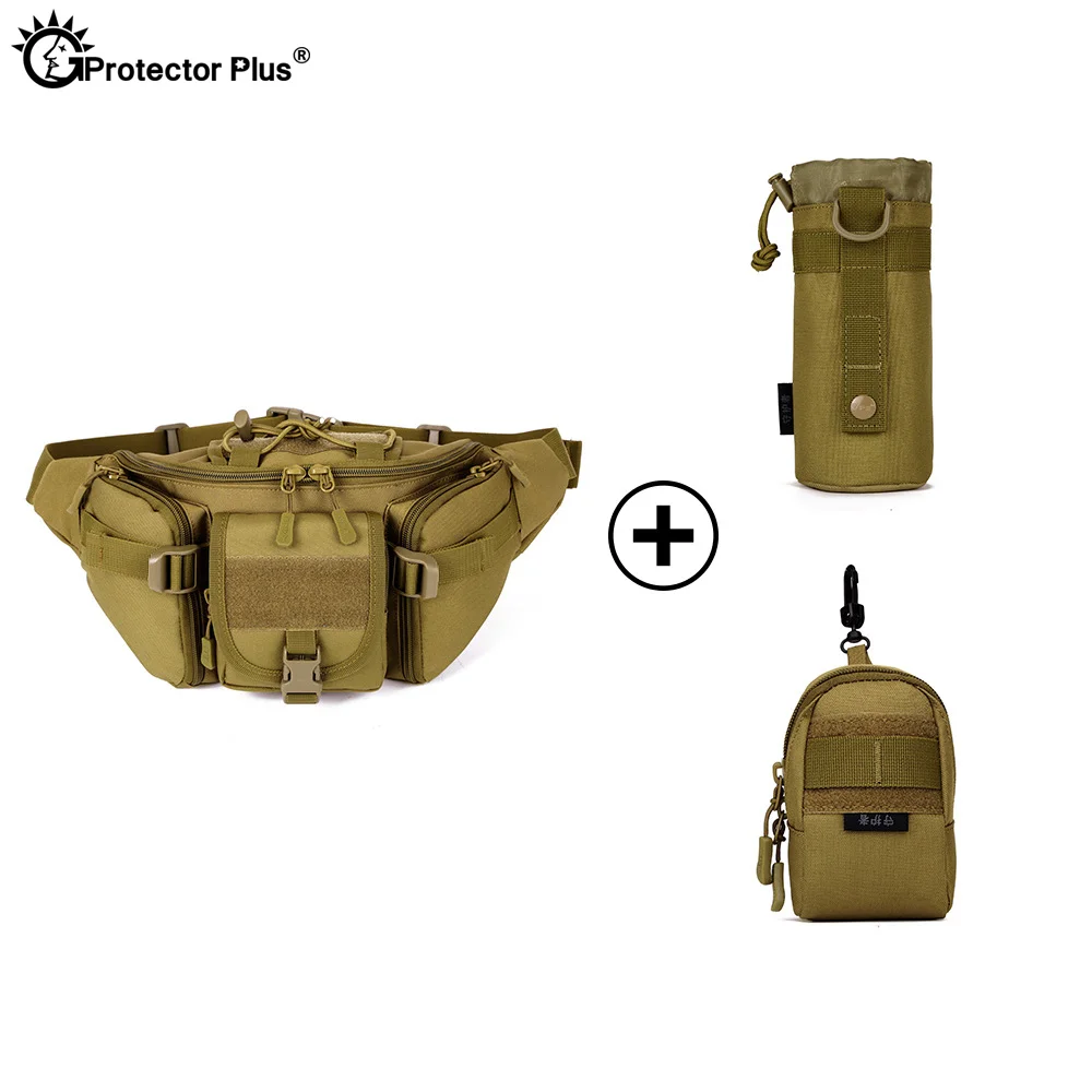 PROTECTOR PLUS Outdoor Tactical Hunting Bag With Molle Pouches Civilian Style Fishing Hiking Sport Waist Bag With Water Pouch