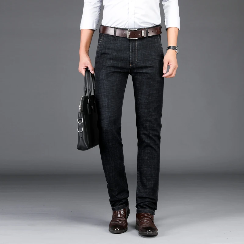

Men's Business Jeans 2020 Autumn Winter New Classic Style Fashion Casual Straight Black Denim Pants Male Brand Trousers
