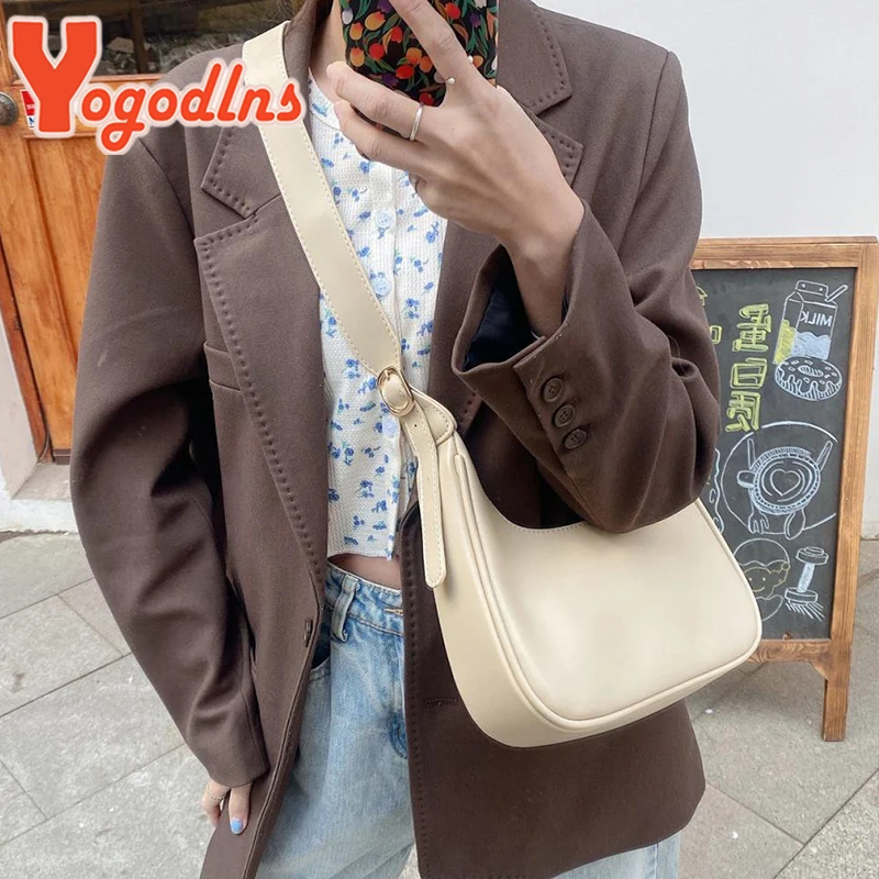 Winter New Shoulder  Bag For Women PU Leather Crossbody Bag Solid Color Half-moon Bags Lady Handbag Daily Pouch bolso