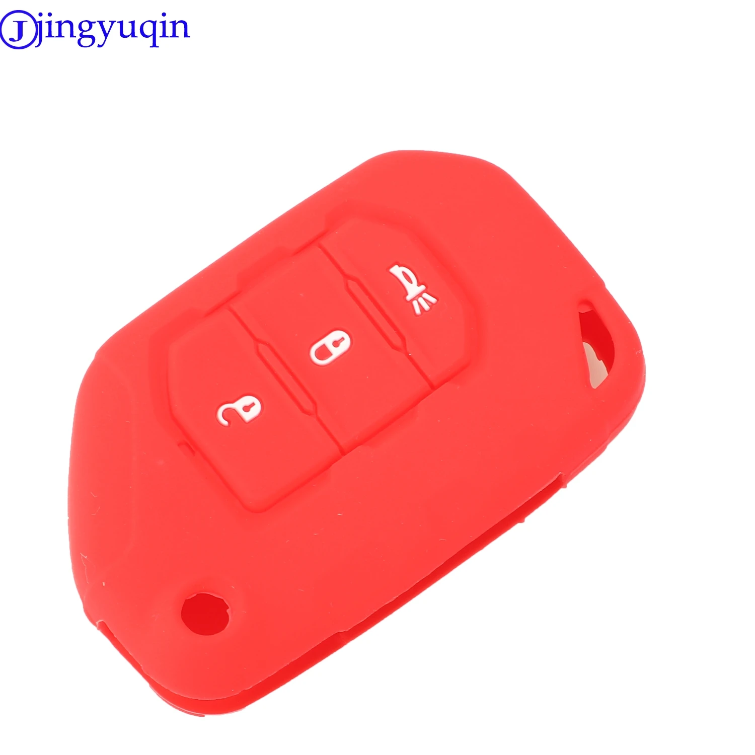 jingyuqin 3 Buttons Remote Silicone Car Key Cover Fob Case For Jeep Wrangler JL JLU input bag holder