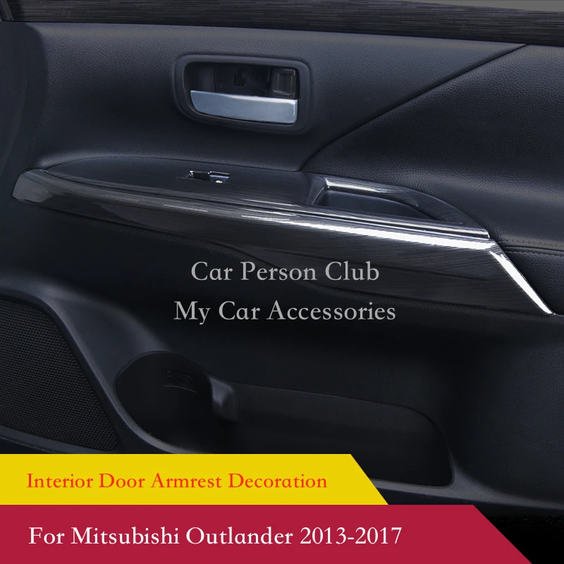 For Mitsubishi Outlander 2013-2022 Door Window Lift Switch Armrest Cover Trims ABS Chrome Stiker Car-Styling 4 Style Accessories