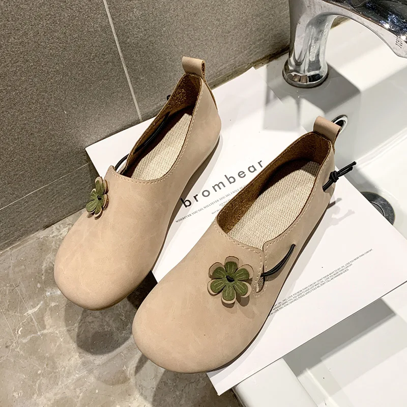 2022 Spring and Autumn New Women's Single Shoes Comfortable Casual Shoes Loafers Sexy Petal Round Head Women's Single Shoes