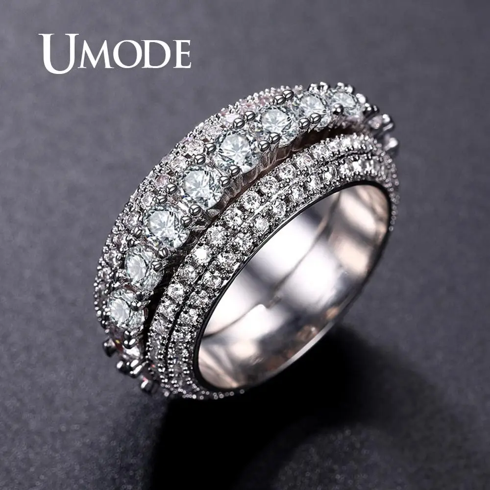 UMODE Rotatable Rings for Women Trendy Zircon Finger Rings Wedding Rings Femme Luxury Engagement Jewelry Drop Shipping UR0573