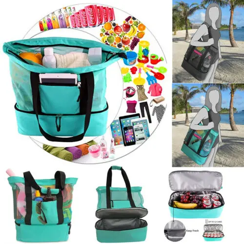 High Quality Insulation Beach Bag with Uniform Mesh Smooth Zipper Portable Fresh-keeping Organizer bag