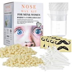 Kit di cera per naso indolore portatile per uomo donna Set di cera per depilazione per naso naso senza carta fagioli di cera per capelli Kit di cera per pulizia 50g caldo