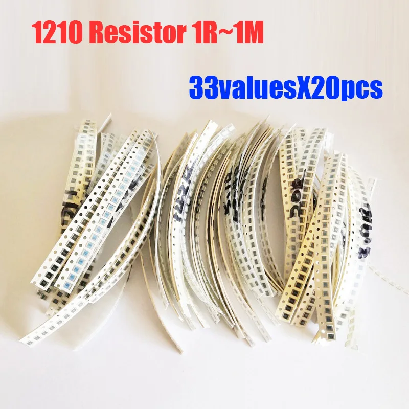 1210 SMD Resistor Kit 33valuesX20pcs=660pcs 1R~1M Resistor Pack 5% Torlerance