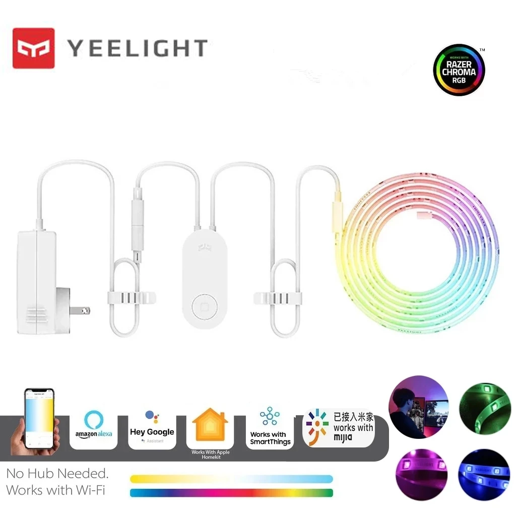Yeelight Aurora Smart LightStrip 1S 2M 10M LED RGB WiFi APP รีโมทคอนโทรล Light Strip สำหรับ Alexa ผู้ช่วย Homekit
