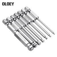 Broppe 7PCS S2 2/2.5/3/4/5/6/8mm 65mm Magnetic Ball Screwdriver Bits 1/4 Inch Hex Shank Screwdriver Bit Kit Set of tools New Hot