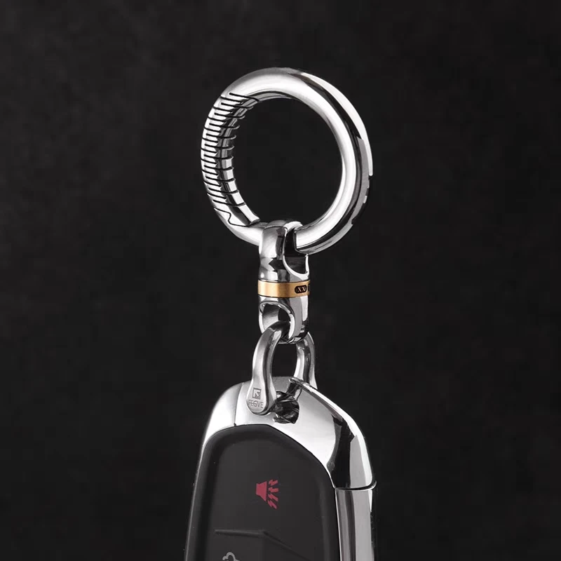 Luxury New Arc Face Pure Titanium Men Women Car Keychain Super Lightweight EDC Key Chain Ring Father's Day Gift Key Accessories