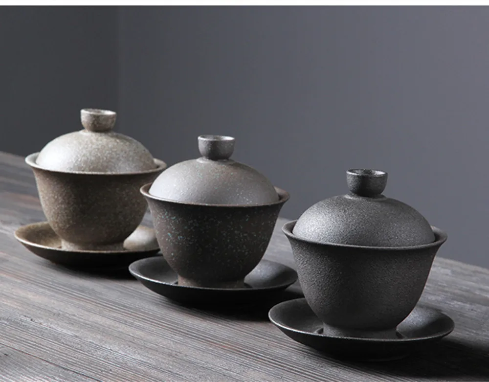 Handmade Japanese Black Ceramic Pottery Tea Set, Vintage Gaiwan, Kung Fu Teapot, Tea Maker, Drinkware, Teacup Mug, 150ml