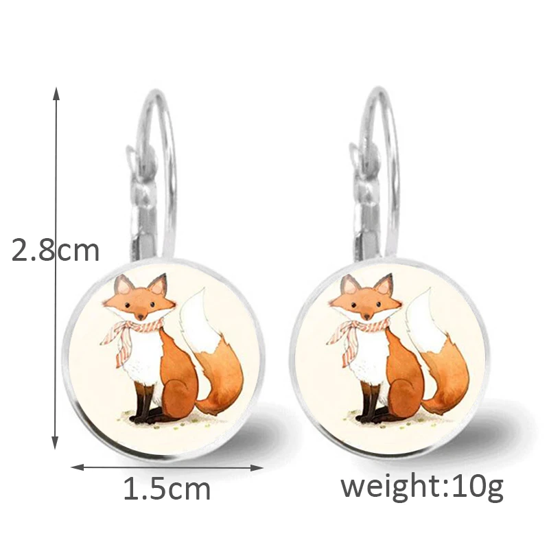 New/Glamour Fashion Exquisite Fox Style Pattern, Convex Glass Inlay Earrings, Women Wear Jewelry.
