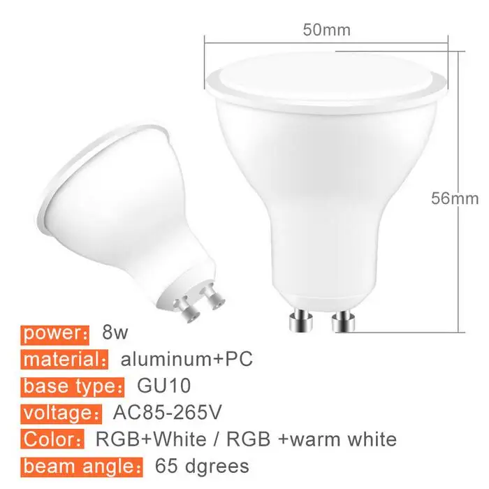 As lâmpadas do rgb de e27 mr116 gu5.3 bombillas conduziram 8 w gu10 rgbw rgbww conduziram a lâmpada regulável branco morno gu10 conduziu o bulbo 16 cores com controle remoto