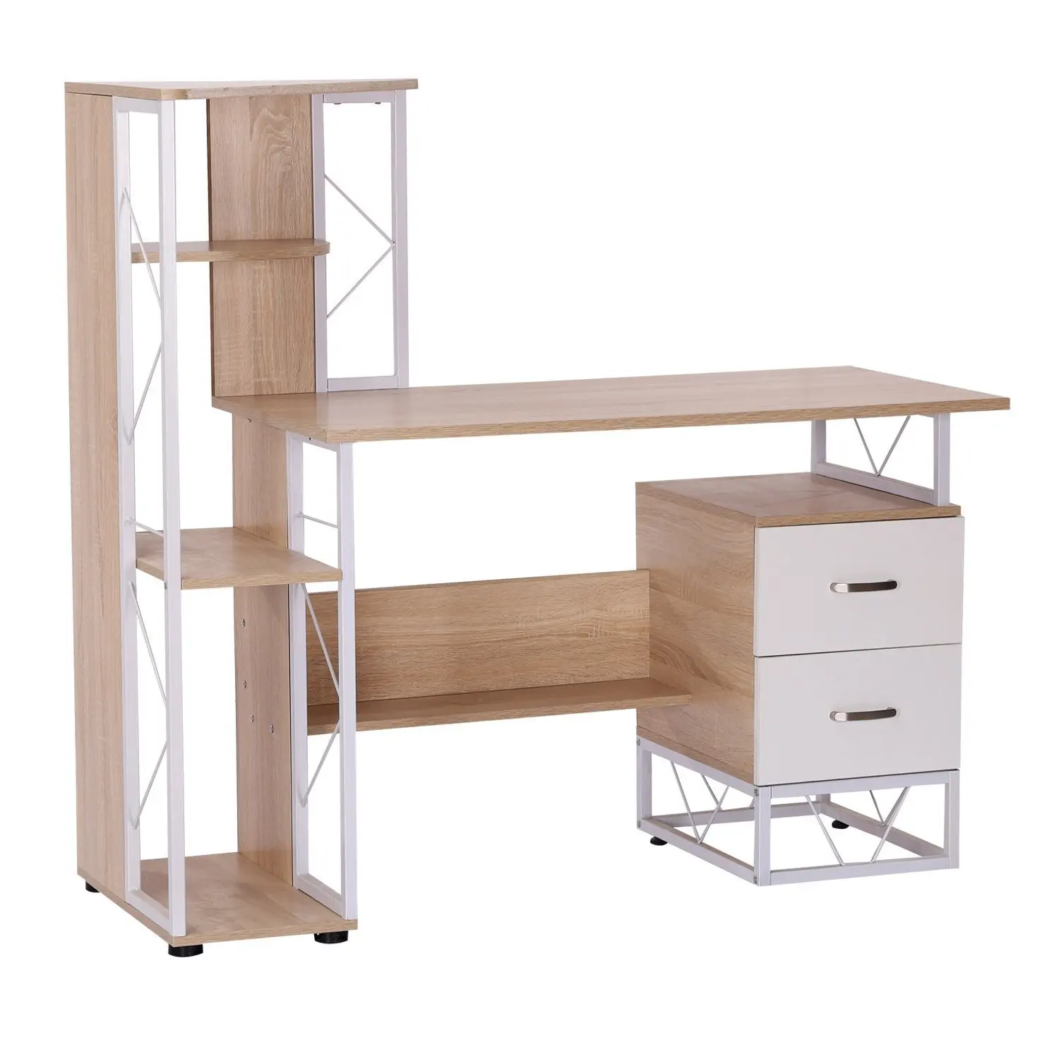 HOMCOM computer table PC for Office Office office desk bedroom school shelf 133x55x123cm Wood