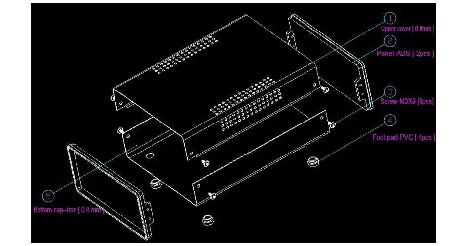 Eisen-Projektbox-Gehäuse für Elektronik DIY Verbindungsbox Instrumentengehäuse Maßgefertigtes Desktop-Gehäuse 200*150*70mm Schwarze Box – Detail 3