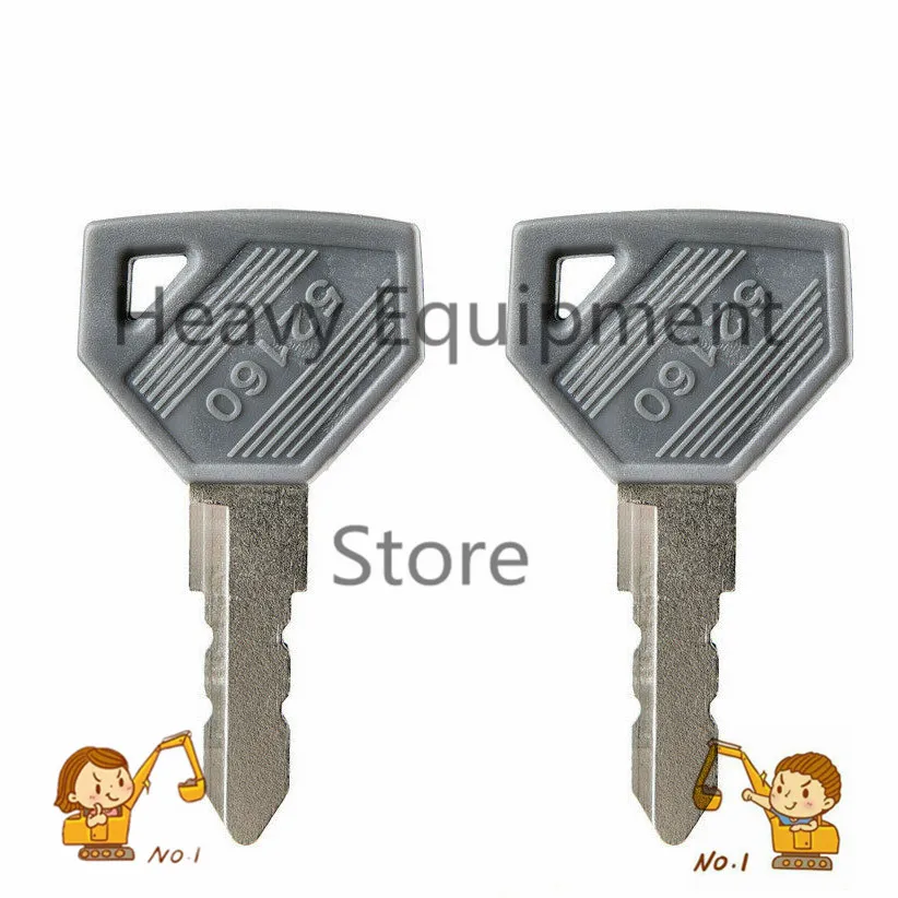 

2pcs 52160 key For Yanmar Machines Excavator Grader Dozer SC2400 SC2450 EX2900 For John Deere Tractor Ignition Keys 198360-52160