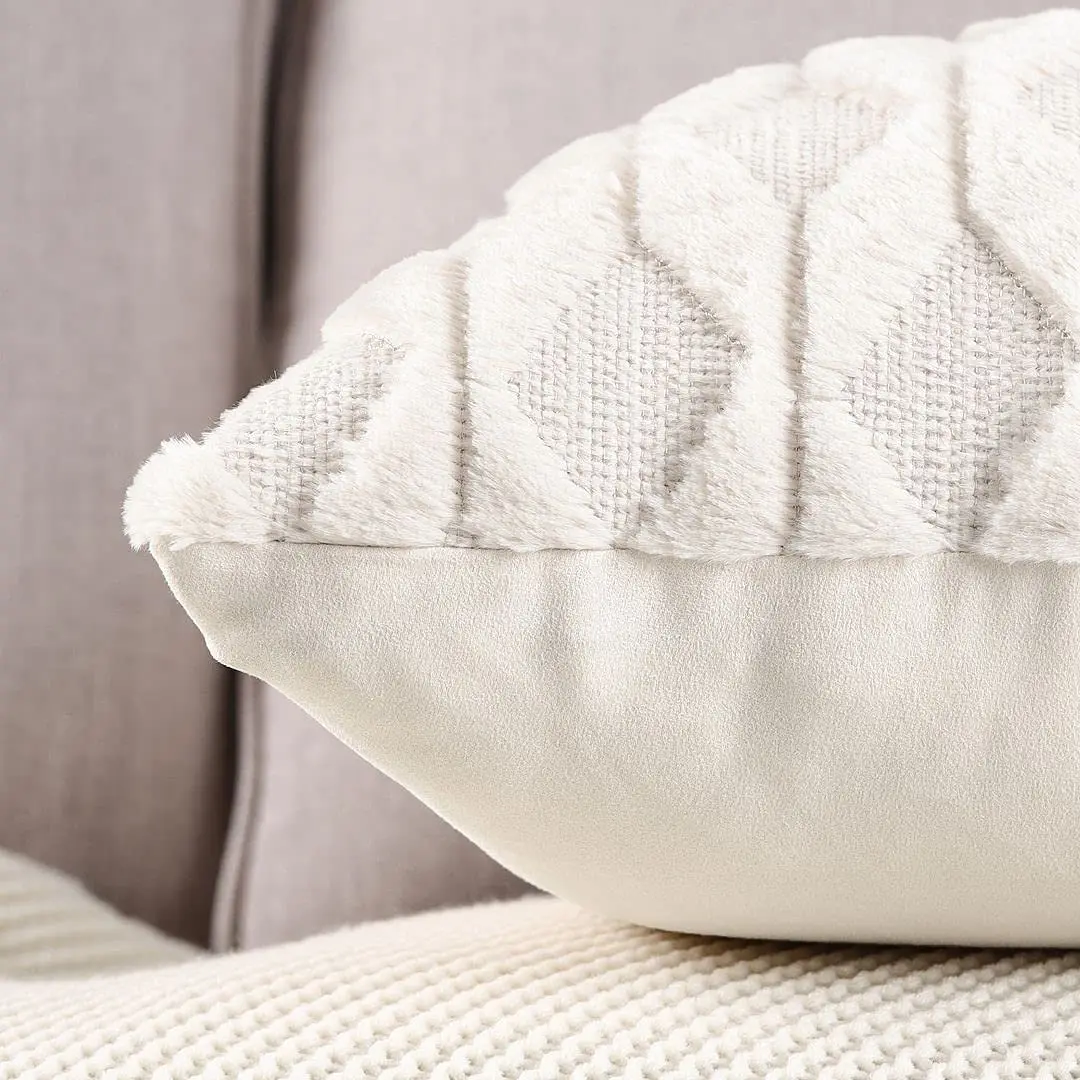 Cushion Cover Plush Pillow Cover for Sofa Living Room Geometric Housse De Coussin 45*45 Decorative Pillows Nordic Home Decor