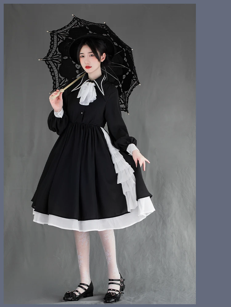 Gothic vintage słodka sukienka lolita skręcić w dół kardigan z kołnierzem sukienka w stylu wiktoriańskim kawaii dziewczyna gothic lolita op loli cosplay