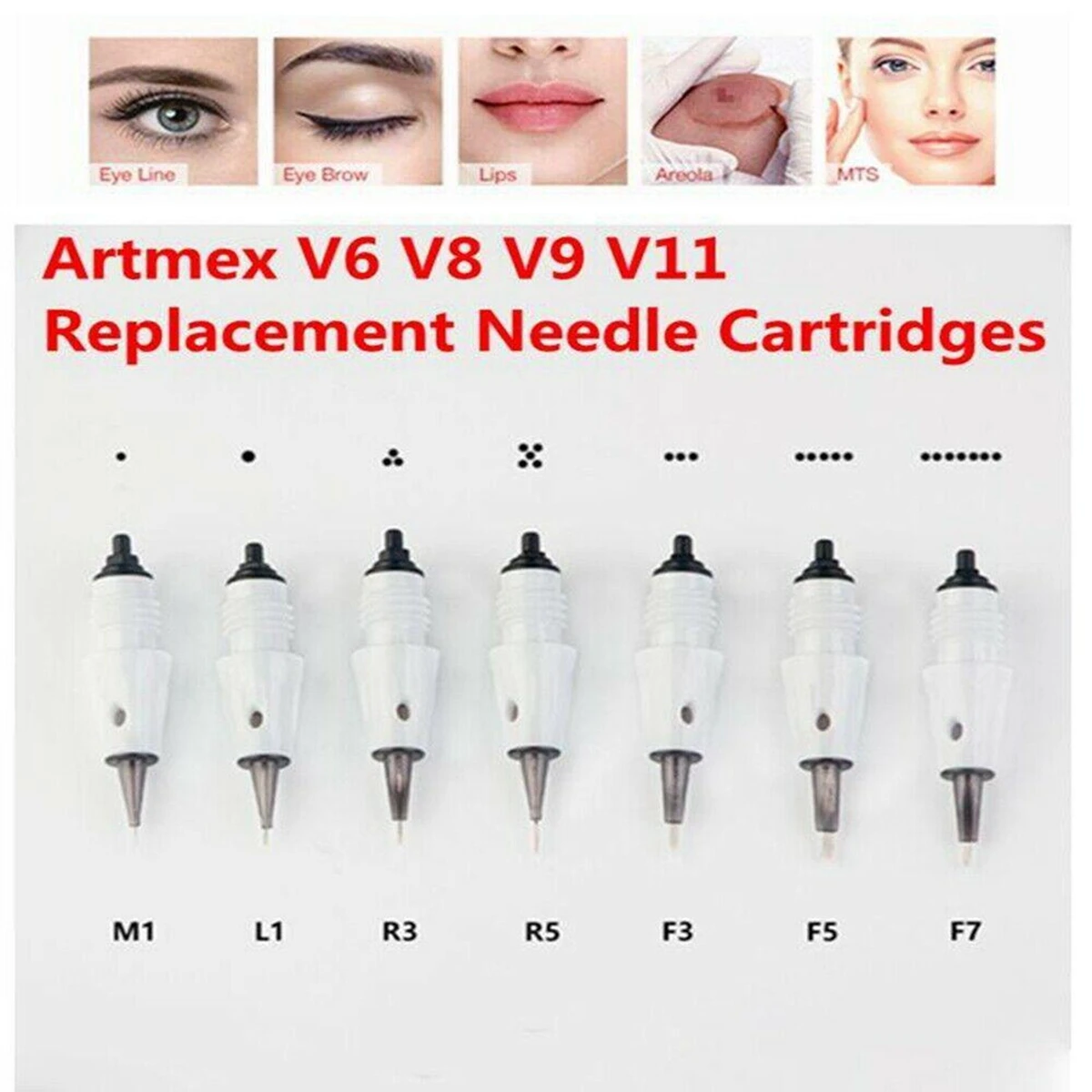 Microblading  Tattoo Cartridge M1 L1 R3 R5 F5 F7 Tips Used for Artmex V8 V6 V3 PMU Semi Permanent Makeup Machine