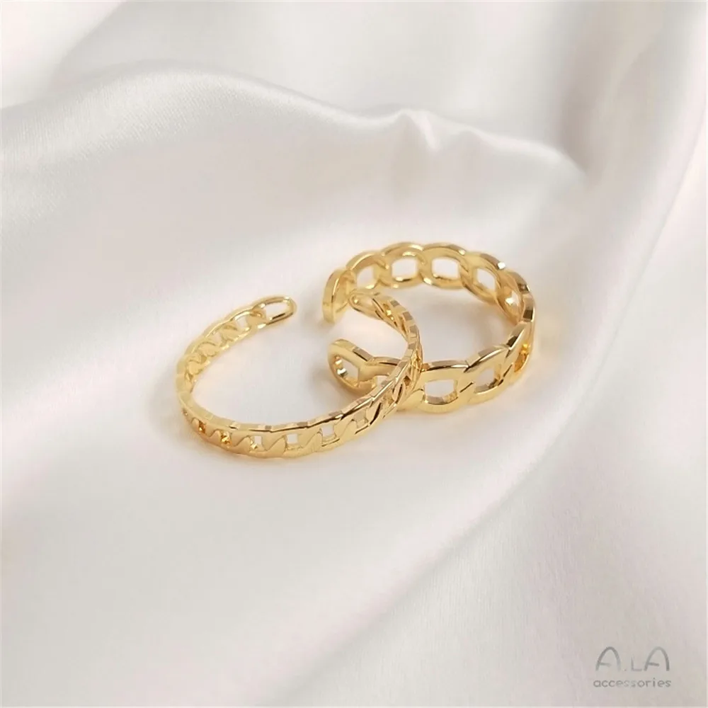 14K plated gold Chain ring interlocking ring female INS tide diy hand ring open ring ring