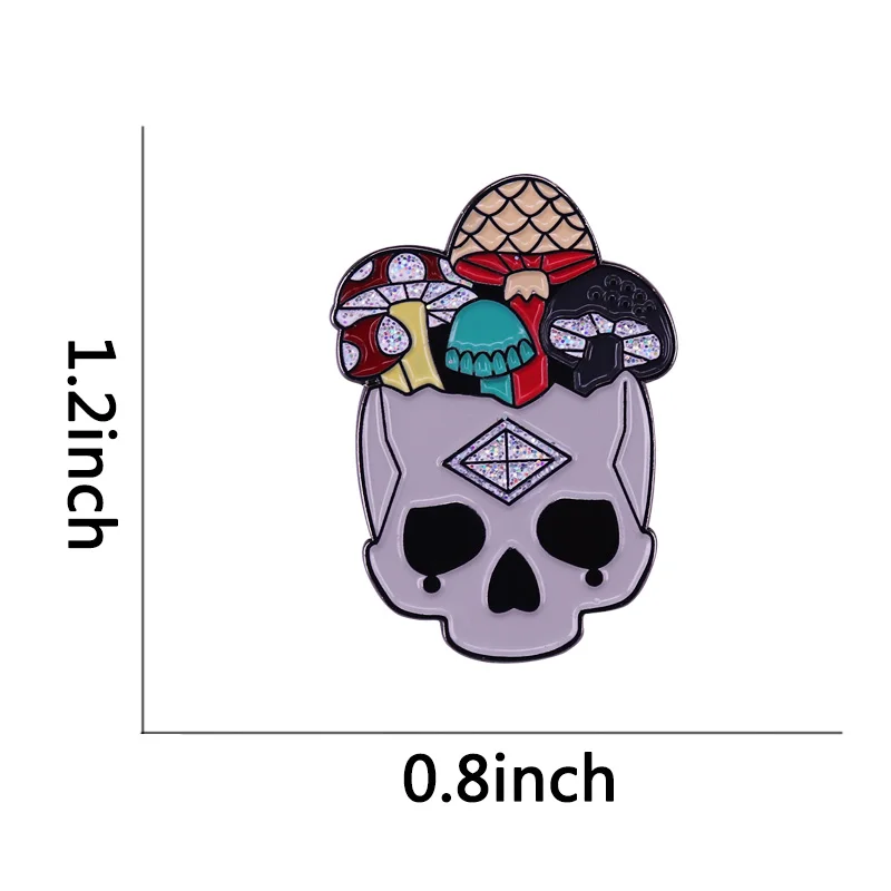 Mushroom Skull - Big Hard Enamel Pin Queen of the Universe Glitter Brooch Gothic Punk Mind Halloween Accessory image 3