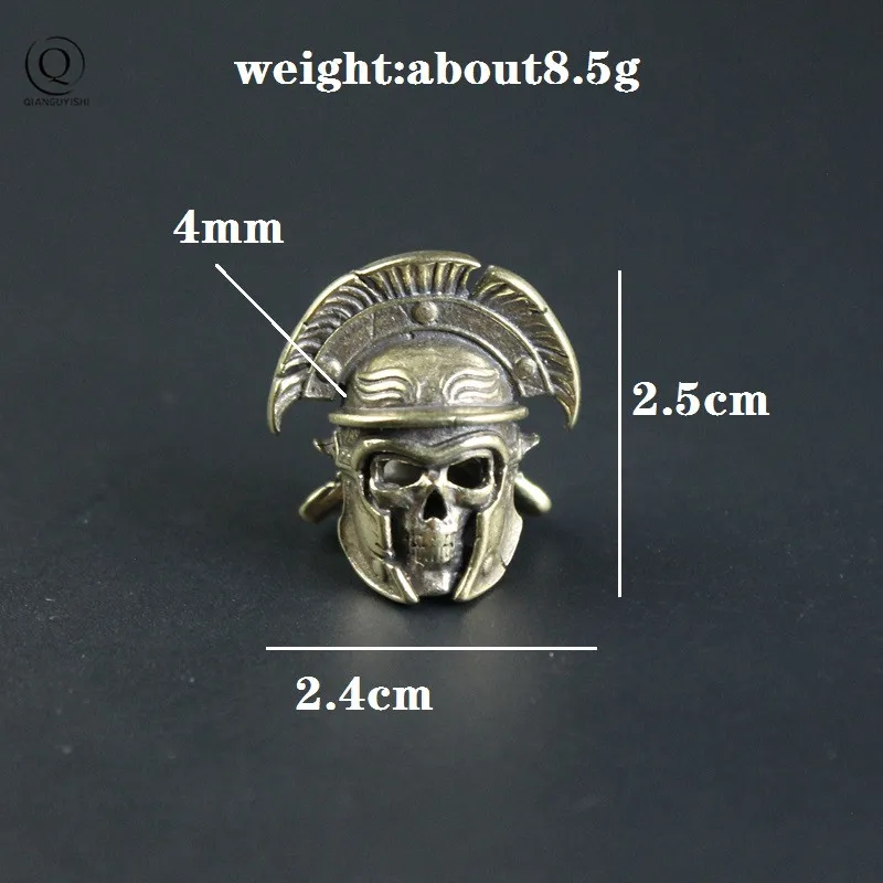 Brass Fan Helmet Skull Head DIY Knife Beads Key Rings Pendant Jewelry Vintage Copper Paracord Umbrella Rope Hangings Accessories