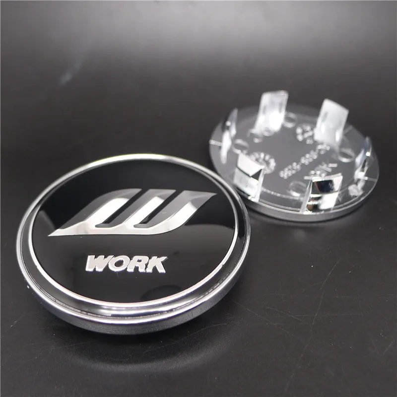 4pcs 60mm 53mm VS W Work Wheel Center Caps Hub for T1S F2S D3S W4S V5S Rims Cover Emblem Badge Black Chrome