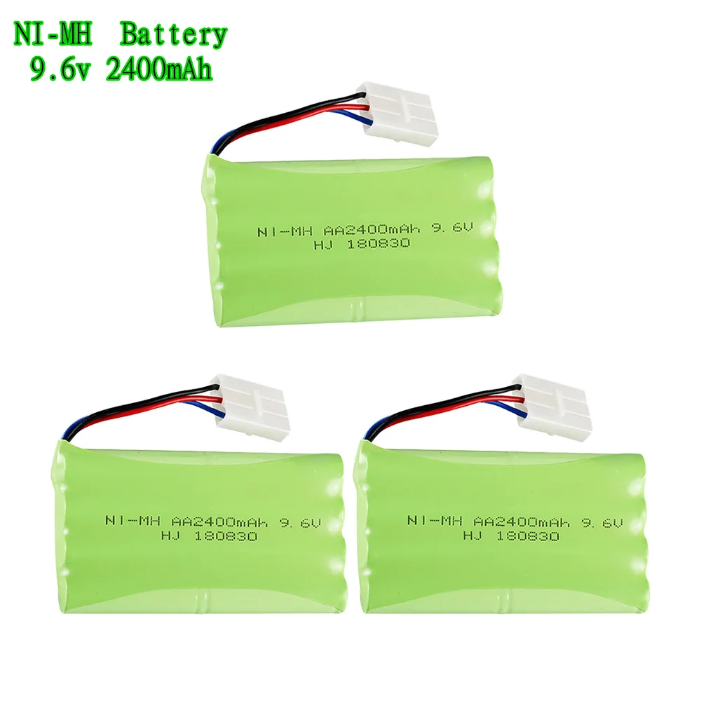 Batería NI-MH de 1-5 piezas, 9,6 v, 2400mah, coches de juguete para tanques de Rc, trenes, Robot, pistola, NIMH AA, 9,6 v, batería recargable, KET-3P, enchufe sólido