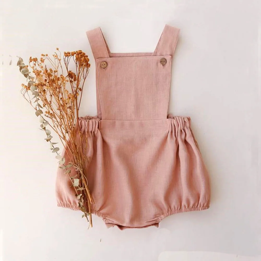 Newborn Baby Boys Girls Rompers Linen CottonSummer Autumn Sleeveless One-pieces Suspender Jumpsuits Baby Clothes Outfits
