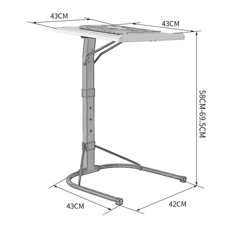 Mobile Computer Table Ergonomic Black Adjustable Desk for Home Folding Stand for Laptop Bedroom Liftable Foldable Furniture