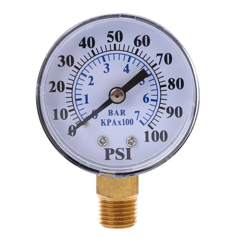 Water Pump Pressure Gauge 1/4'' NPT Thread 0-100 PSI 0-7 Bar Water Air Gas Pressure Monitor Meter