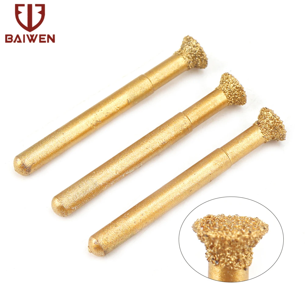 Kepala Roda Gerinda Berlian Vakum Brazing Berlian Lurus Ukiran Bit Dremel Batu Giok Alat Poles Ukiran 61x10mm