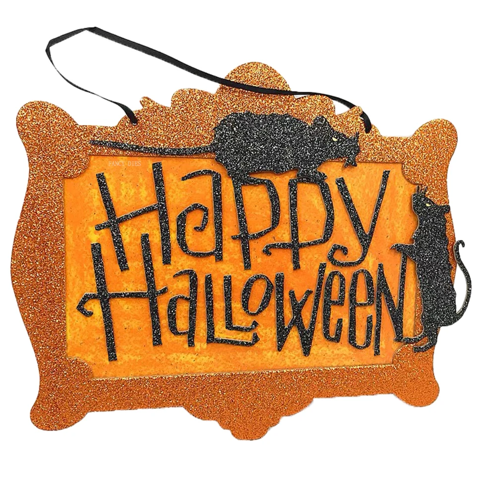 2021 New Happy Halloween Decorations Photo frame Cutting Dies Wooden Knife Die Compatible With Most Manual Die Cut Cutters