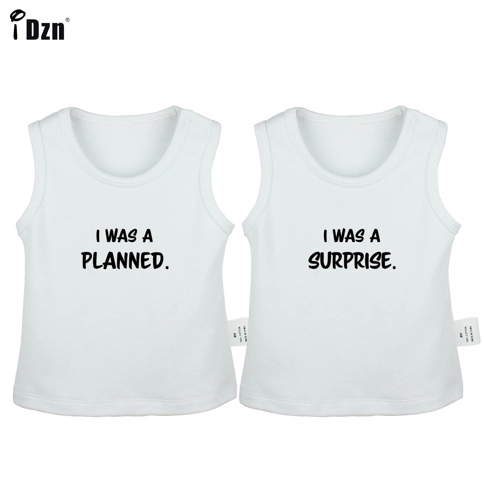 

Baby Twins Summer Clothes I Was a Planned & I Was a Surprise Baby Vest Funny Sleeveless T-shirt Newborn Cotton Tank Tops Pack of