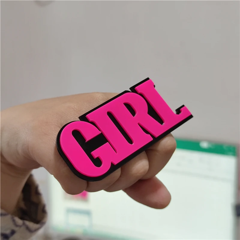 KUGUYS Letters GIRL Rings for Women Fashion Hot Pink Blue Red Green Yellow Pruple Orange Big Size Adjustable Acrylic Jewelry