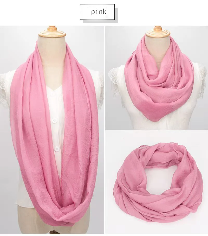 Spring Autumn Chiffon Hedging Bib Pure Color Wild Neck Scarf Women's Soft Light Breathable Decorative Beach Sunscreen Gauze D62