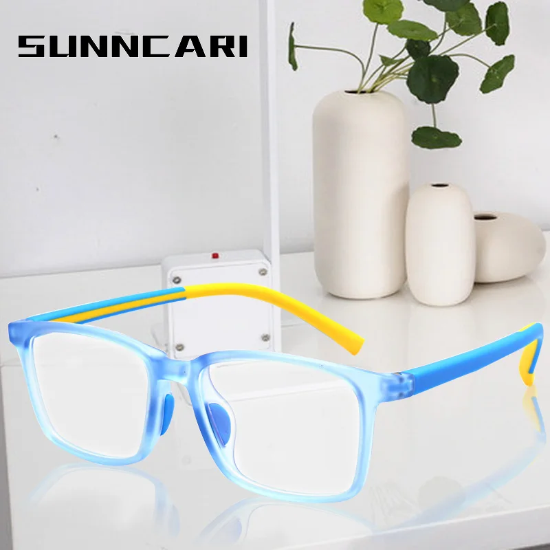 Anti Blue Light Blocking Glasses Kids Frame 2020 Fashion Square Glasses Acetate Clear Lens UV400 Computer Children Eyeglasses