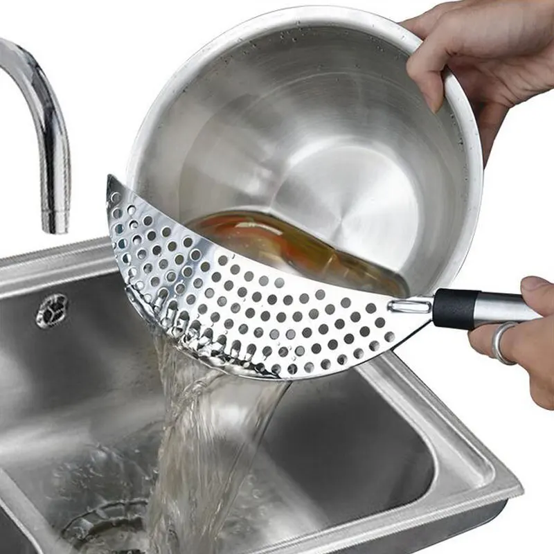 Stainless Steel Vegetable Drainer Semicircle Pot Pan Strainer Colander Pasta Food Filter kitchen Cooking Gadget With Handle