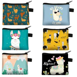 Alpaca Printed Children's Zero Wallet Student Polyester Card Bag Simple Coin Storage Bag Hand Bag Coin Purse Mini Bag Pochette