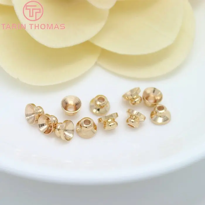 10PCS 5x3MM 24K Champagne Gold Color Plated Brass Beads Caps Tassel Caps High Quality Diy Jewelry Accessories