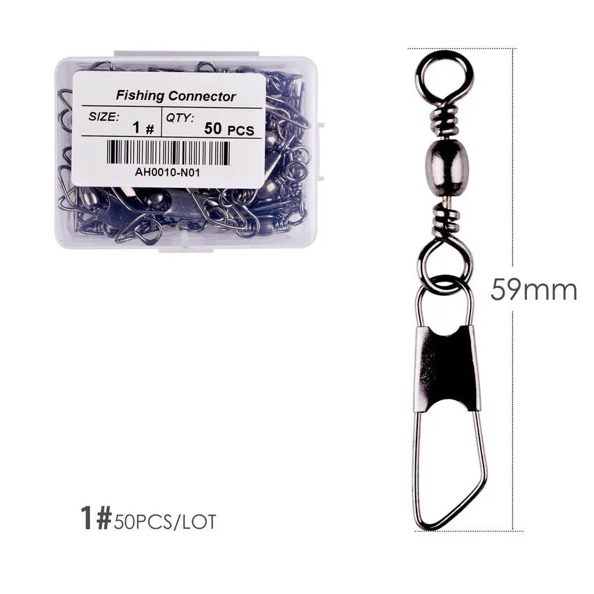50 Teile/schachtel Messing Barrel Angeln Wirbel Solide Ringe Angeln Pin Linie Stecker Angelhaken mit Verriegelung Snap Wirbel Tackle-Tool