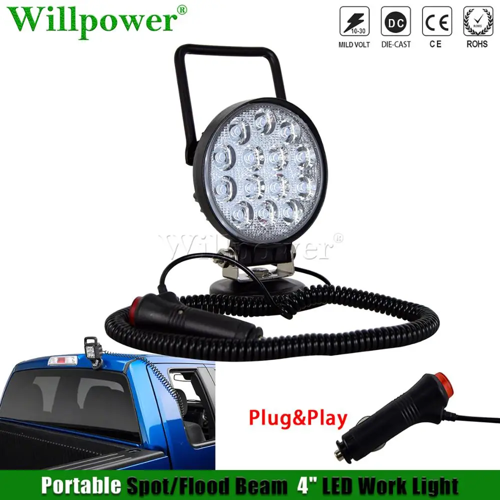 Luz de trabajo LED portátil para coche todoterreno, Base magnética, SUV, Tractor, ATV, camión 4x4, Plug & Play, lámpara de comprobación de inundación