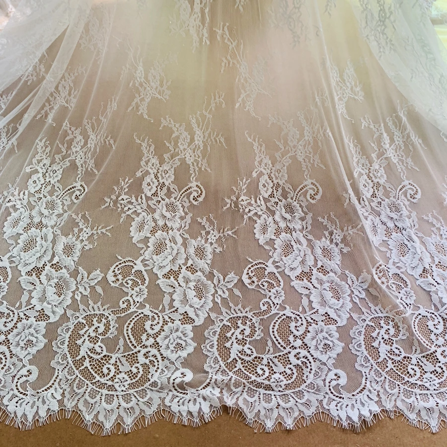 3 Meters Long Soft Lace Fabric Florals Elegant Lace Material for Clothing Dress Sewing DIY Width 150CM