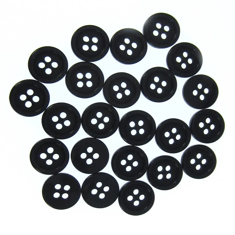 11mm-38mm 4-Hole Black Resin buttons for clothing Accessory Round button Sewing Craft Garment Scrapbooking