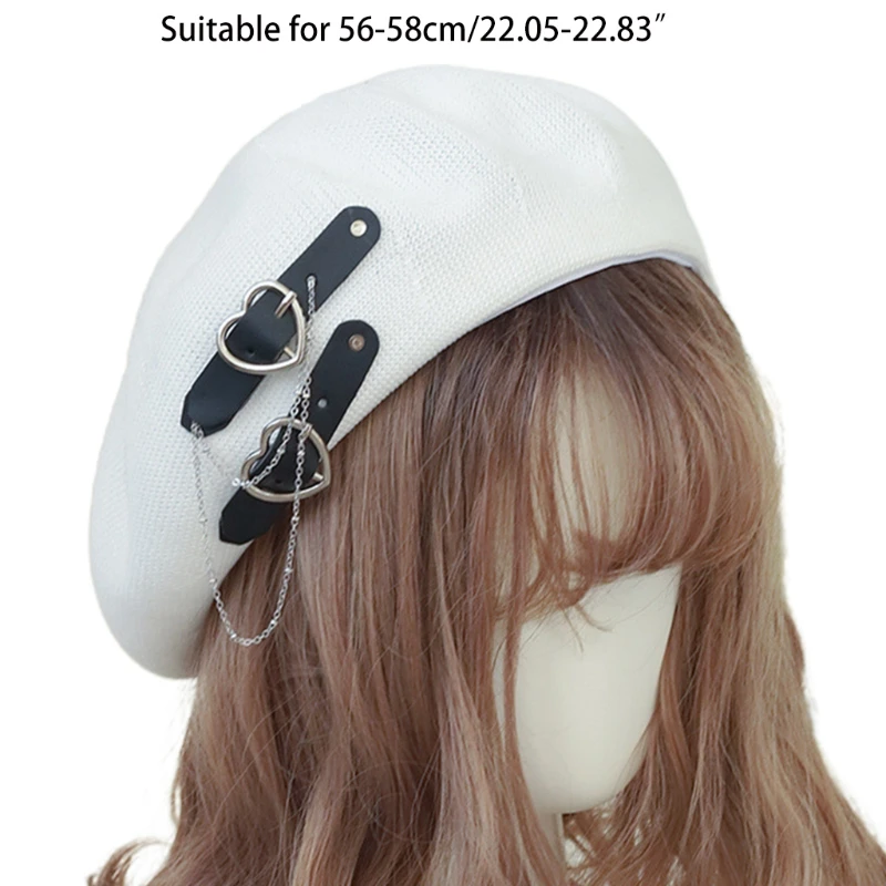 Lolita Girls Heart Buckle Beanie JK Hat Sweet Cool Hair  display picture 1