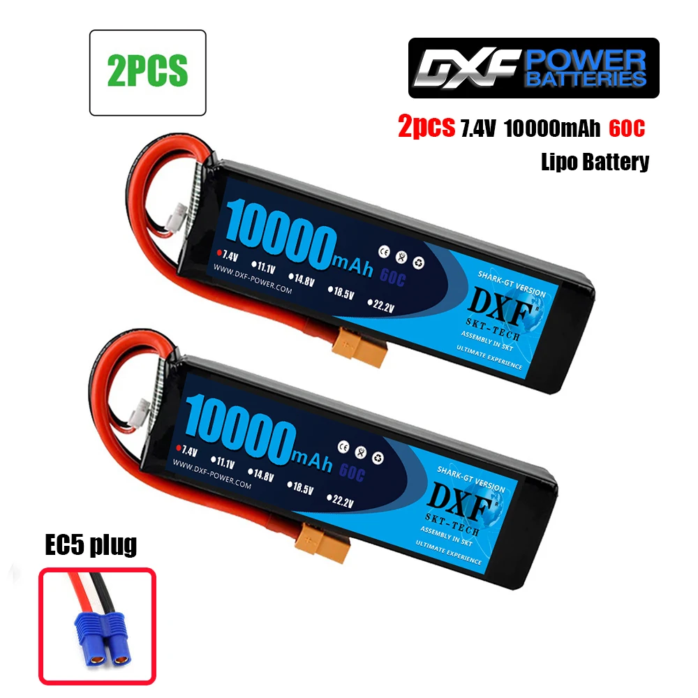 DXF 2PCS 7,4 V 2S 12000mah 10000mah 9300mah Lipo Batterie XT60 für RC Auto Boot lkw Drone FPV Walkera QR X350 Quadcopter Teile